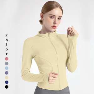 シームレス長袖親指穴女性用ヨガジャケット通気性ストレッチランニングサイクリングスポーツヨガジャケット - Product Image 2