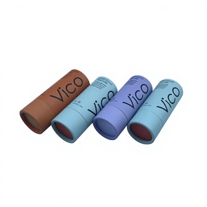Emballage en tube cylindrique en papier recyclé biodégradable pour baume à lèvres et gloss à lèvres faits à la main, avec options personnalisables - Product Image 1