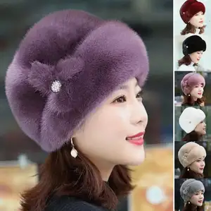 Fashion Women Winter Warm Hat Soft Fluffy Faux Fur Trimmed Caps Thick Ear Warm Ski Beanie