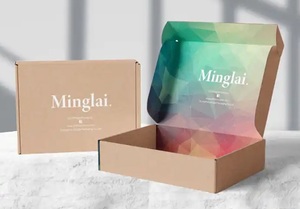 Tùy chỉnh sóng hồng kraft giấy gửi thư hộp lá cho quần áo Tóc Giả vận chuyển Tính năng hiển thị logo tùy chỉnh Matt cán - Product Image 5