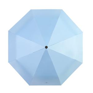 مظلة جديدة شبه أوتوماتيكية ثلاثية الأضعاف مكونة من ثمانية عظام ، مظلة غراء سوداء صغيرة قابلة للطي مظلة مطر وأشعة شمس - Product Image 4