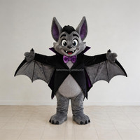 Costume de mascotte de chauve-souris de dessin animé personnalisé Leehom pour adultes, en peluche EVA, unisexe, avec cape de vampire, idéal pour Noël