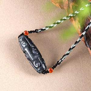 Colgante de Jade Negro con Cuentas de Jadeíta Natural, Diseño Original UNISEX, Estilo Chino, Regalo con Certificado de Tasación HJ103 - Product Image 2