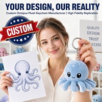 Porte-clés mascotte pieuvre personnalisé, service de conception sur mesure, logo brodé, service d'échantillonnage rapide, OEM ODM, animal en peluche