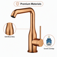 Robinet de lavabo en laiton de style allemand, monocommande, à poser sur le comptoir, avec eau chaude et froide, pour appartement et projets résidentiels