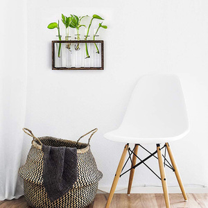 Wholesale Desktop Glass Planter 5 Test Tube Flower <b>Bud</b> <b>Vase</b> in Wood Stand Rack Tabletop Terrarium for Hydroponic Plants - Product Image 2