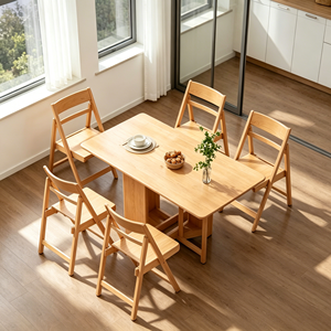 Scandinavian Wooden Foldable <b>Chair</b> With Solid <b>Back</b> Modern Living Room Furniture For Home Dining - Product Image 4