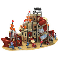 Ensemble de toboggan de terrain de jeu extérieur pour enfants sur le thème du château pirate MT-HDD005, adapté aux jardins d'enfants et aux parcs
