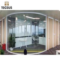 Meilleure qualité Bureau Double cloison en verre incurvé Bureau commercial cloison de séparation avec portes intégrées