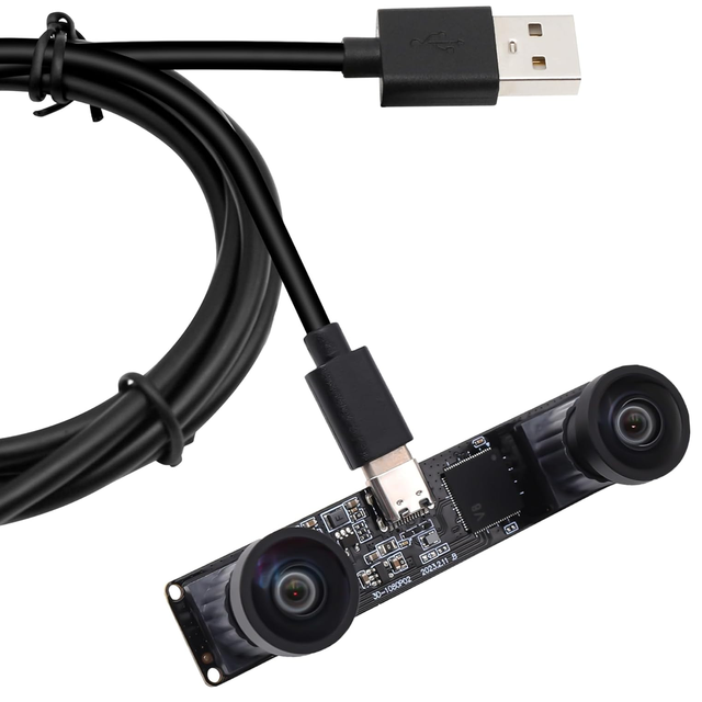 ELP 4MP No Distortion Dual Lens Synchronization 120 Degree 3D Stereo 3840X1080 USB Camera Module for VR Camera Face Recognition