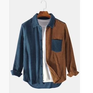 Soldes de liquidation Chemise en velours côtelé pour homme - Haut décontracté à manches longues printemps/automne avec poche en <span class=keywords><strong>patchwork</strong></span> (Vêtement de qualité tendance) - Product Image 6