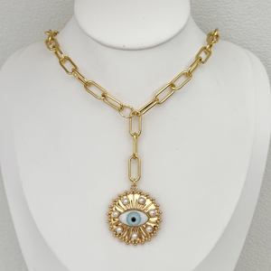 Kalung liontin perhiasan mata Turki warna-warni trendi baru liontin zirkon kubik kalung rantai Chunky untuk perhiasan pria dan wanita - Product Image 5