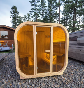 Sauna extérieur sur mesure HELIUS, sauna traditionnel, double banc avec éclairage LED pour 4 personnes - Product Image 4