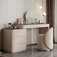 Meuble de chambre à coucher, table de toilette avec miroir LED pour femme, table de toilette moderne minimaliste de luxe