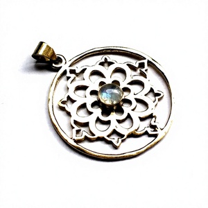 ที่น่าตื่นตาตื่นใจมูนสโตนทองเหลืองจี้ขายส่ง Shri Yantra เครื่องประดับพลอยสร้อยคอจี้ - Product Image 4