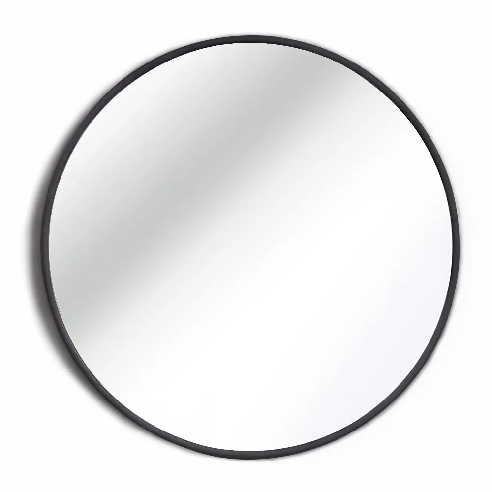Дизайнерское декоративное настенное круглое зеркало, диаметр 40 см, 60 см, черная металлическая рама