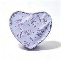Dompet Hati Motif Batu Lavender, Organizer Mini PU Lembut untuk Makeup, Alat Tulis, Kunci & Earphone