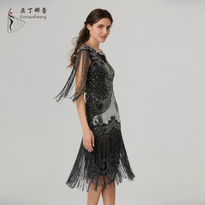 Elegante <span class=keywords><strong>Abito</strong></span> da Festa <span class=keywords><strong>con</strong></span> Paillettes e <span class=keywords><strong>Frange</strong></span> per Donne, Stile Vintage Gatsby - Product Image 5