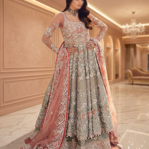 2025 Trending Design Premium Quality Heavyweight Handmade Plus Size Floral Indian Pakistani Bridal Wedding <b>Gown</b> Floor-Length - Product Image 3