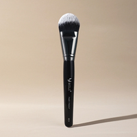 Pinceau de maquillage rond en poils synthétiques, plat, pour application de fond de teint, manche en plastique