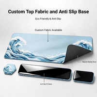 Tapis de bureau multifonction 4 pièces avec sous-verres, grand tapis de souris gaming, repose-poignets pour clavier et support de poignet, ensemble de tapis de souris avec bords surpiqués