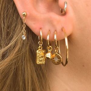 Wholesale Bulk Custom <b>Fashion</b> Women 18k Gold Plated Stainless Steel Hypoallergenic Dangle Star Zircon Jewelry Drop <b>Hoop</b> <b>Earrings</b> - Product Image 1