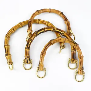 Meetee BS538 accessori per finiture in metallo 10.5/12/13cm struttura in bambù naturale intrecciata con fibbia in lega di zinco maniglia della borsa