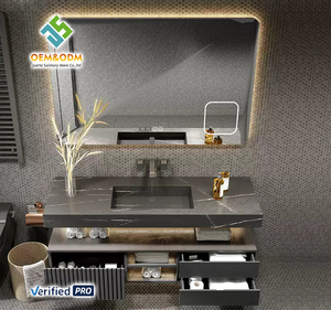 <span class=keywords><strong>Mobile</strong></span> <span class=keywords><strong>Bagno</strong></span> Moderno 2026OEM Juerte in Legno Massello Nero con Lavabo Curvo, Rubinetto e Specchio LED, Montaggio a Parete per Camera da Letto - Product Image 4