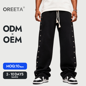 <span class=keywords><strong>Pantaloni</strong></span> Sportivi Unisex Personalizzati in Tela di Cotone 100% Traspirante ed Ecologico con Chiusura a Coulisse e Bottone Laterale per Uomo - Product Image 1