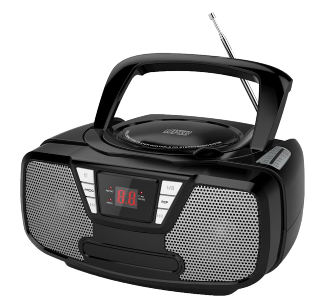 WanJia Portable MP3/CD Player with FM/AM Stereo Radio USB Input CD Radio Boombox 2.8inch 480P LED Display 1.2Wx2 Speakers