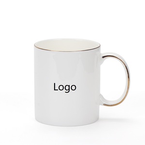 Biểu Tượng Tùy Chỉnh 11Oz Cốc Gốm Thăng Hoa Khoảng Trống Mỏng Mịn Trắng Cà Phê Xương Trung Quốc Cup Với Vàng Cạnh Xử Lý Cho Bán Buôn - Product Image 1