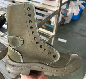 Botas de Combate de Lona para Hombre HBC04, Color Verde Oliva, Parte Superior de Tela Transpirable, Puntera de Goma, Suela Resistente para Trabajo de Campo y Senderismo - Product Image 5