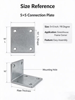Accessoire de serre : Support d'angle droit à 90 degrés en métal pour renforcement de la structure de serre