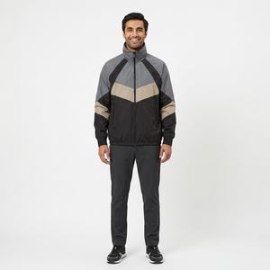 Chaqueta cortavientos de bloque de color con logotipo personalizado de alta calidad al por mayor ¡Mejor precio para hombre al aire libre impermeable de talla grande con cremallera venta! - Product Image 1