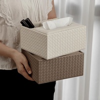 Boîte à mouchoirs multifonctionnelle en cuir PU pour bureau, organisateur de bureau, design luxueux, support de rangement pour hôtel, salle de bain, bureau