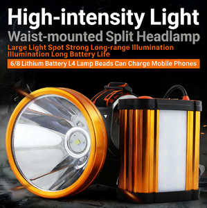 Lampe frontale LED rechargeable P90 super lumineuse 12V à courant constant <span class=keywords><strong>pour</strong></span> <span class=keywords><strong>la</strong></span> <span class=keywords><strong>pêche</strong></span> nocturne, conception de batterie séparée montée sur <span class=keywords><strong>la</strong></span> tête - Product Image 1