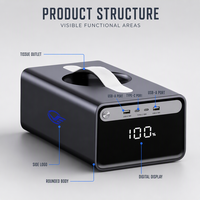 Power Bank Kapasitas Besar Desain Kubus dengan Pegangan, Layar LED Indikator Persentase, Pengisi Daya Cepat USB-A Tipe-C untuk Perjalanan Bisnis