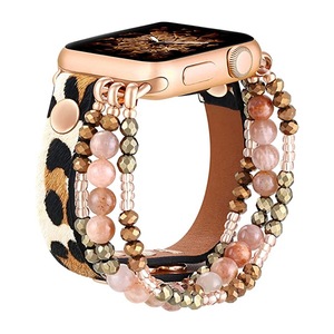 <span class=keywords><strong>Bracelet</strong></span> élégant fait main en <span class=keywords><strong>cuir</strong></span> et perles pour <span class=keywords><strong>Apple</strong></span> <span class=keywords><strong>Watch</strong></span> Series 10 9 8 <span class=keywords><strong>7</strong></span> SE - Product Image 1