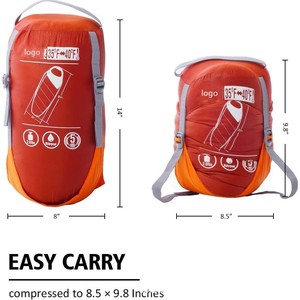 Sac de couchage Woqi Mummy 500g imperméable pour adulte, camping en plein air, compact, léger, polyester, orange - Product Image 5