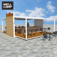 WELLCAMP – Nouveaux magasins conteneurs préfabriqués modernes, pliables et extensibles, en panneaux sandwich respirants, de 20 et 40 pieds, personnalisables et mobiles