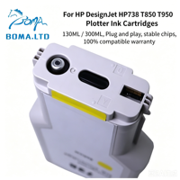 Cartucho de Tinta de Pigmento Compatible BOMA HP738XL con Chip Inteligente de 300 ml para Plotter de Formato Ancho HP DesignJet T850 T950 CAD