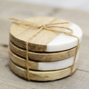 Posavasos de lujo de madera natural y mármol para bebidas Posavasos de mesa de material de pizarra de United Trade World para uso en la cocina - Product Image 1