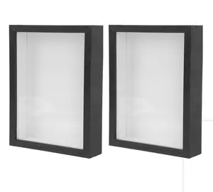 黑色木制阴影盒框架3d浮动框架深度3 \ 4 \ 5厘米用于花卉手工艺术工艺，用于壁挂或桌面展示