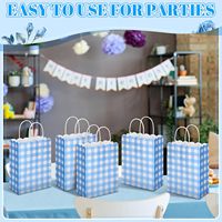 Sacs cadeaux à carreaux bleus et blancs en papier kraft pour fêtes, sacs à bonbons et friandises à carreaux pour Pâques, pique-niques et barbecues