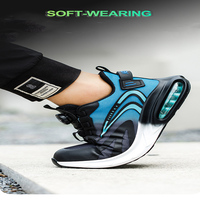 Sepatu Safety Pria Model Sport Ringan Anti Selip Bernapas dengan Lapisan Microfiber, Ujung Baja, dan Tanpa Tali