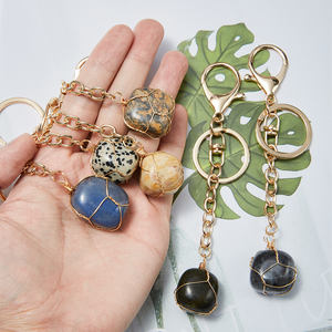 Porte-clés en pierre de naissance, porte-clés en cristal, fil d'or, pierre précieuse naturelle, breloque de porte-monnaie, cadeau décoratif de voiture - Product Image 2