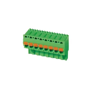 Disesuaikan Plastik Hijau 2-16 Cara Pitch 5.0Mm Eurostyle Crimp Pluggable Terminal Blok