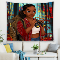Tapestry Dinding Kustomisasi Terisolasi Tahan Air 100% Poliester untuk Kamar Tidur, Motif Gadis Afrika Amerika
