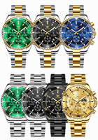Prix bas 2870 chronographe lumineux analogique croissant acier poignet personnalisé Wholes étanche lune PhaseDate hommes montre à quartz
