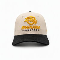 Casquette de baseball bicolore à visière contrastante, jaune, avec emblème abeille 3D en relief, uniforme de travail, réglable, fermeture snapback, certifiée CE, fabricant